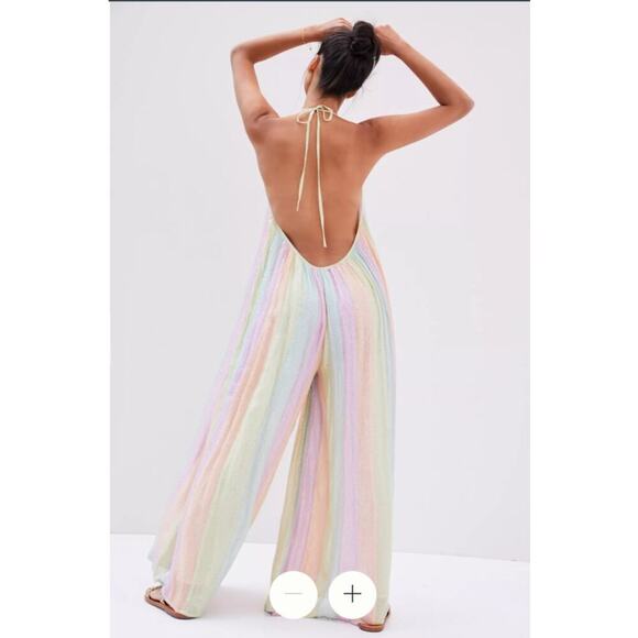 NEW Anthropologie x Sundress Sophie Jumpsuit in Marbella Mix Pastel M / L NWT - Picture 2 of 14